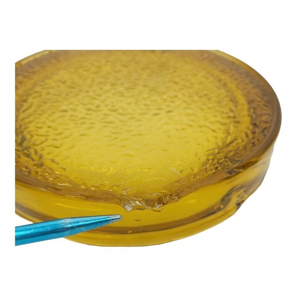 Vintage Amber Pebble Textured Bottom Glass Ashtray READ Trinket 5.5" Diameter - Picture 6 of 11